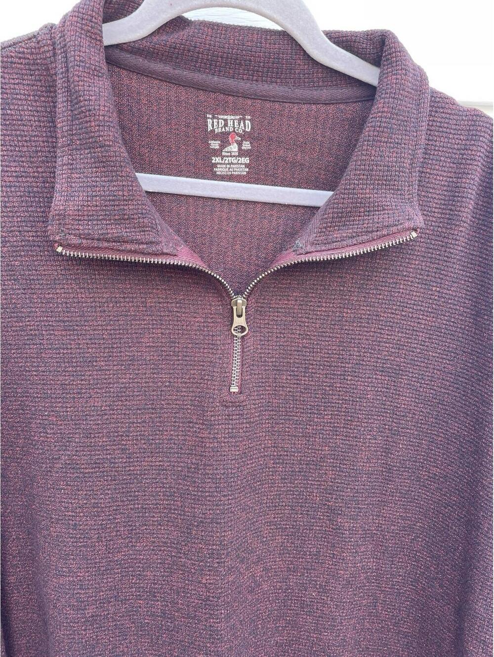 Bass Pro Red Head Men’s Top Waffle Knit collared pullover 1/4zip, 2XL Burgundy